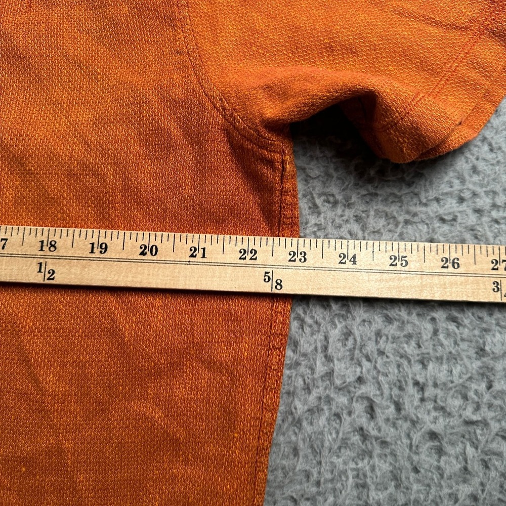 32 Bar Blues Shirt Mens L Orange Short Sleeve Button Up Linen‎ Cotton Pocket - Picture 6 of 10